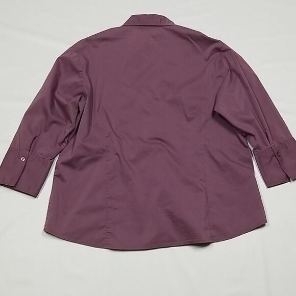 🎁5/$25 Optionelle Blouse Women's XL Front Button Up Mauve 3/4 Sleeve Collared - Picture 5 of 6